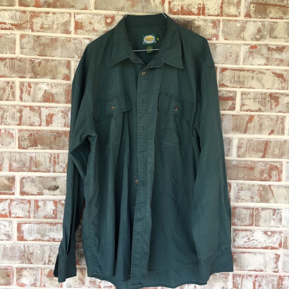 Cabela's Hunter Green Elbow Patch Button Down XLT - Picture 1 of 5